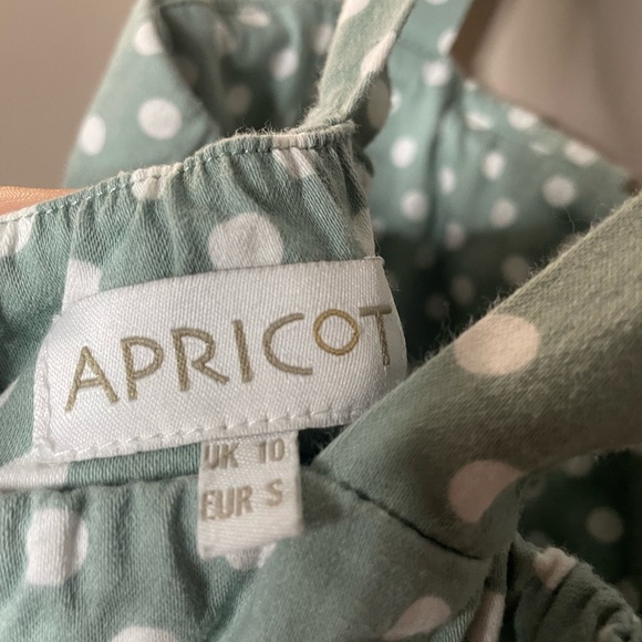 Apricot Fit & Flare Sage Green Polka Dot Sweetheart Neckline Dress Sz UK10 US6 - Picture 5 of 6